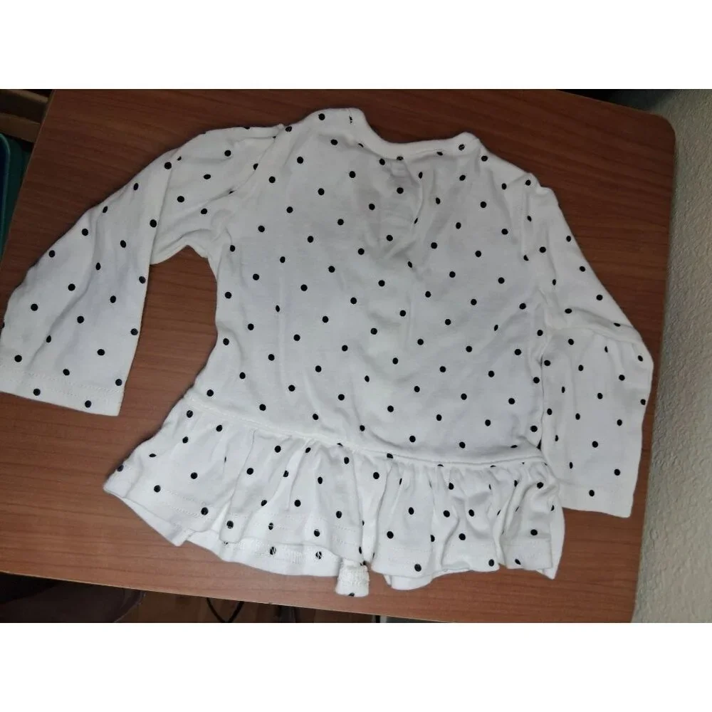 Carter's Cardigan Top Preppy Boho Snap Closure Polka Dot White Girls 3 Months